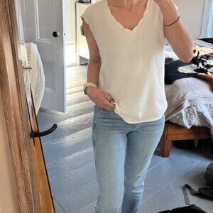 Express White Scalloped Blouse